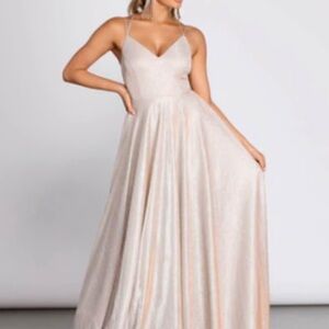 Windsor Gold Spaghetti Strap Maxi Gown